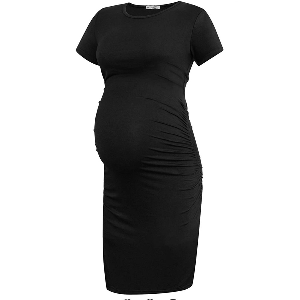 Smallshow Women's Short Sleeve Maternity Dress Ruched Pregnancy Clothes